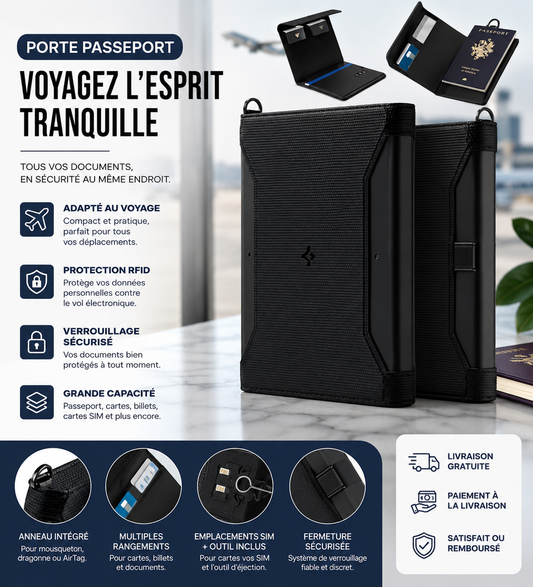 Portefeuille de Voyageur Premium | Protection RFID Intégrée, Design Intemporel ⭐