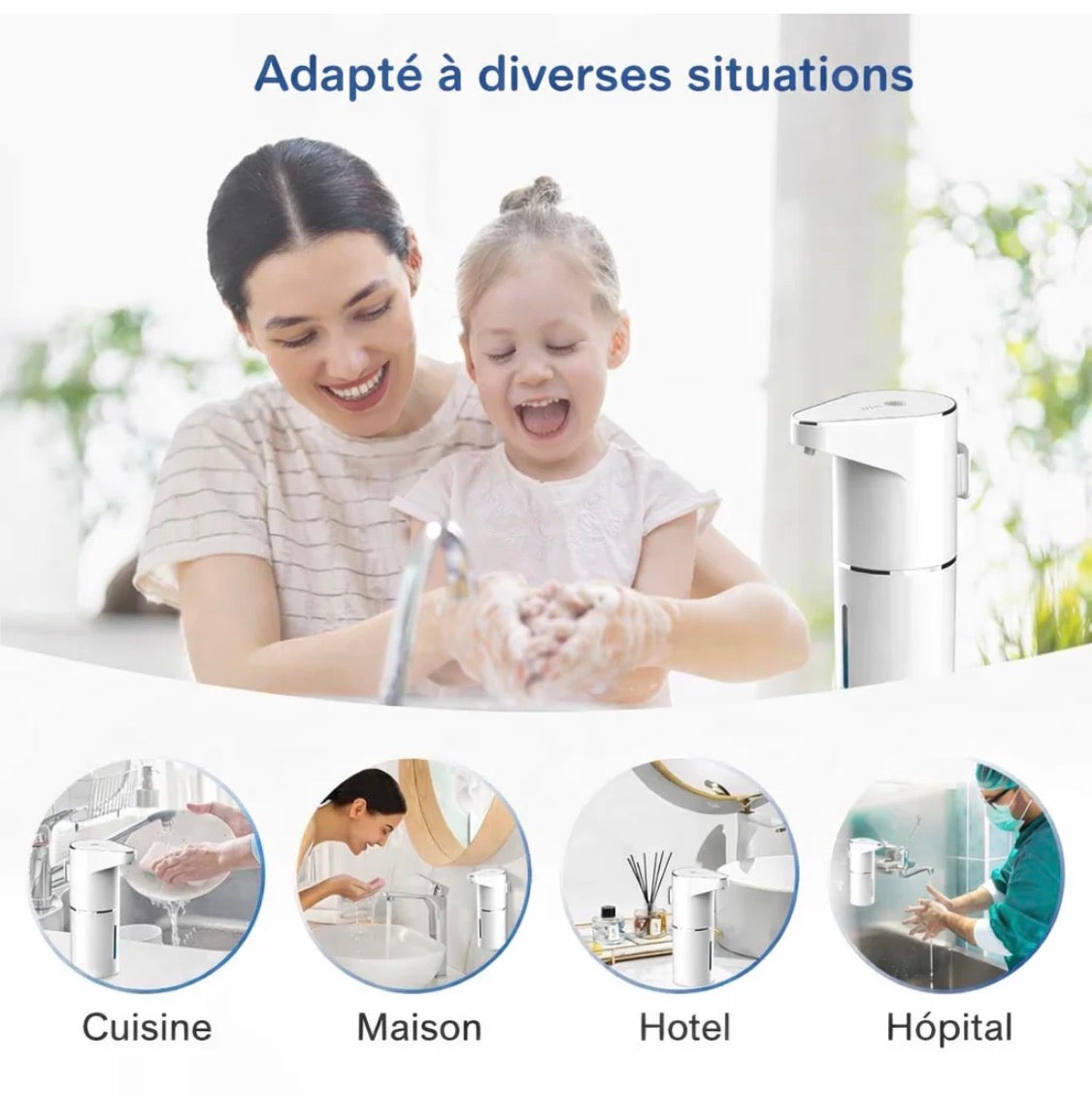 Distributeur automatique de savon sans contact - rechargeable USB (étanche)