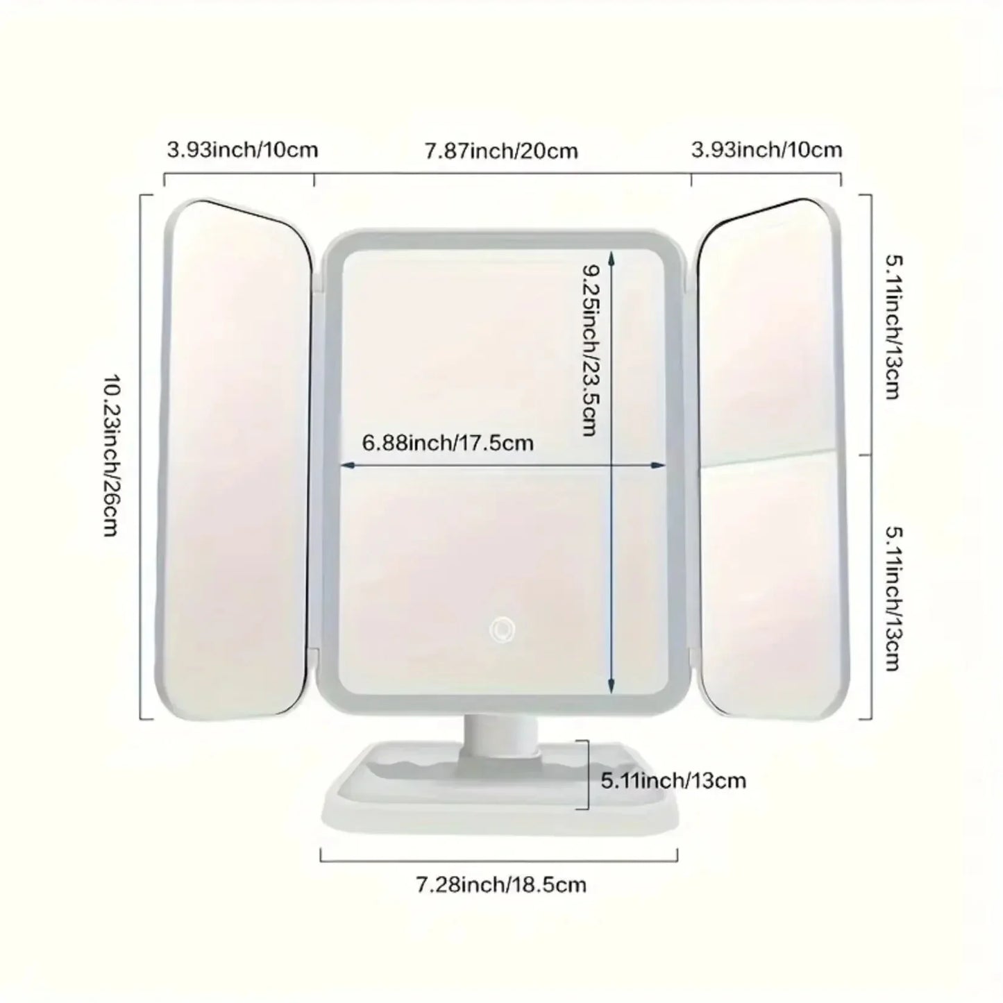 Miroir sur Pied avec Éclairage LED et Triple Vue